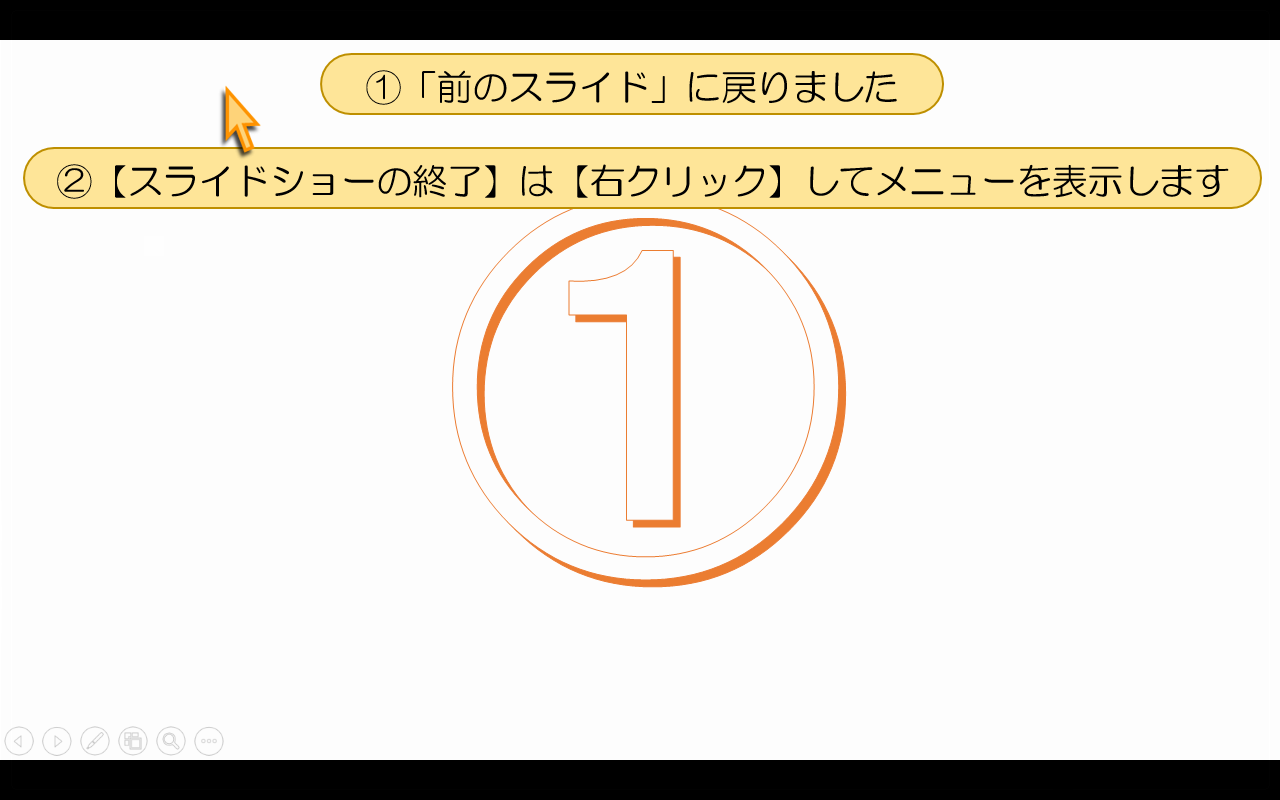 【スライドショーの終了】は【右クリック】